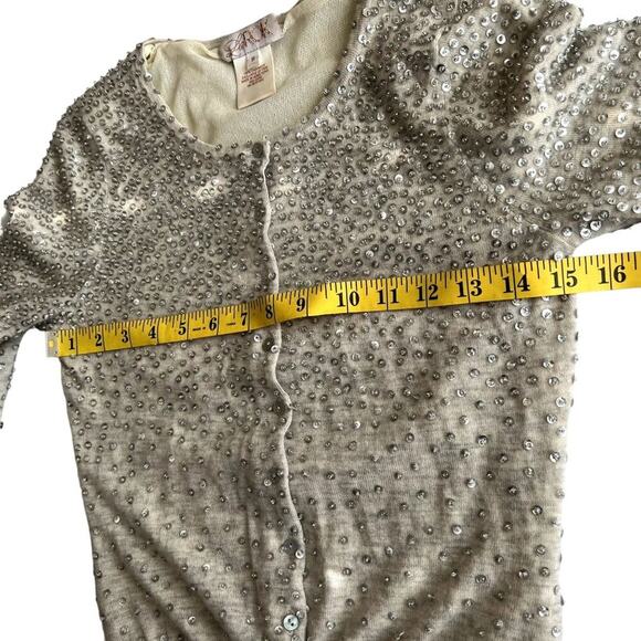 LaROK Sweater Cardigan Women Medium Sequin Cashmere Luxury Designer Button Front - Picture 4 of 7